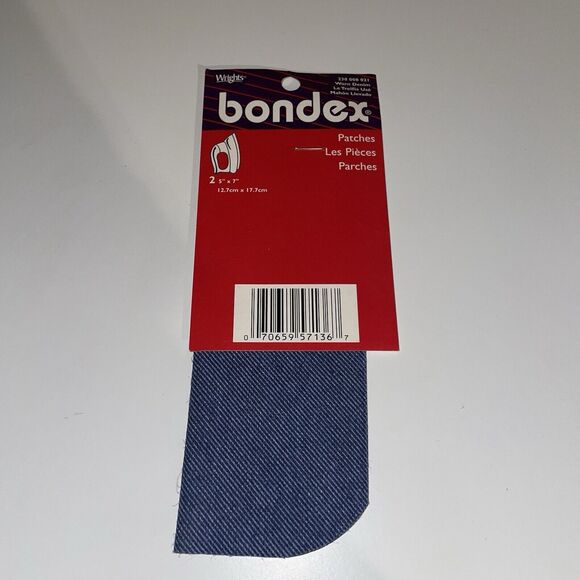 Lot of 2 ~ Bondex Iron-On Patches Patches 5" x 7" - Blue Denim/Worn Denim - Picture 2 of 3